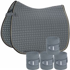 Set Eskadron Cotton Contrast Schabracke mit Fleecebandagen in ashblue