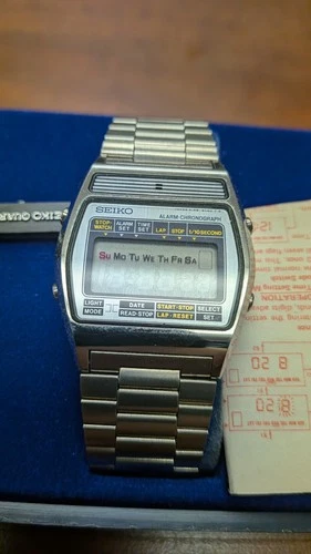 Vintage Seiko Alarm Chronograph Digital Watch A158-5060 Quartz NOS Tag Box Japan