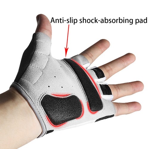 Für Radsport Wandern Halbfinger Fahrradhandschuhe Atmungsaktiv Schwarz Groß 1Set - Bild 2 von 5