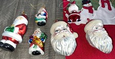 Set Of 6 VTG Old World Christmas Ornaments BIG Santa Clause Blown Glass 5-6"
