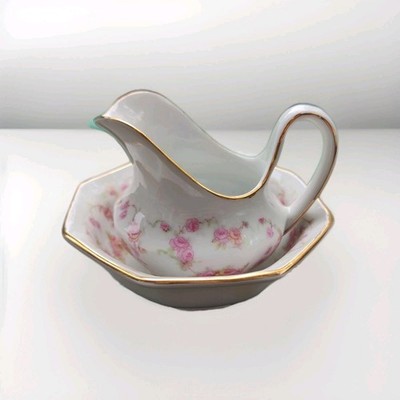 Vintage c.1950s-60s Schumann Arzberg Germany Bridal Rose Creamer & Sugar Bowl