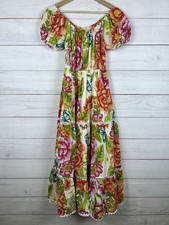 Farm Rio colorful tropical printed Macie Tiered Maxi Dress size Small