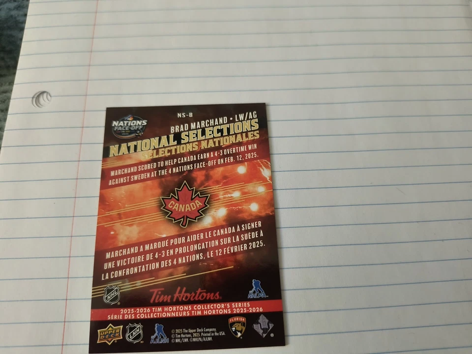 2025-26tim Hortons upper Deck national selections brad Marchand - Image 2 of 4