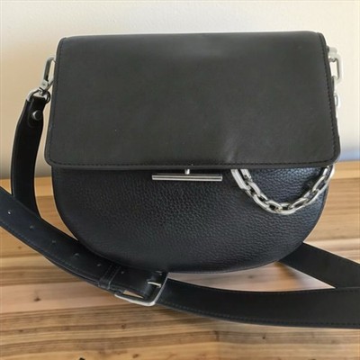 Treasure & Bond Crossbody Handbag Black Faux Leather Messenger Saddle Bag