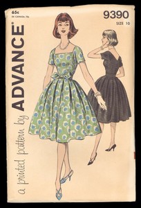 1960's ADVANCE pattern #9390 *  LADIES DRESS size 10 cut & instructions