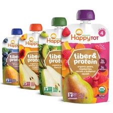 Happy Tot Organics Stage 4 Baby Food Pouches, Gluten Free, Vegan Snack, Fiber