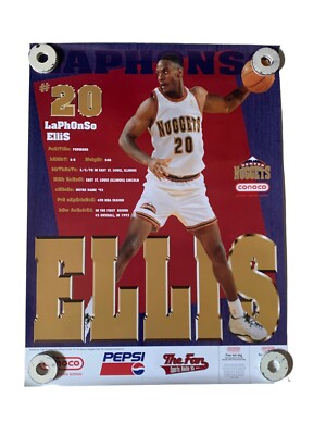 VTG 1998 Denver Nuggets Laphonso Ellis Conoco Pepsi Poster With Coupons 18x24 