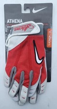 Nike Damskie Athena Batting Rękawiczki Para Skóra Ofensywna Stance Czerwono-białe Rozmiar XL
