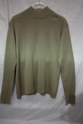 NEIMAN MARCUS 100% Silk Light Brown Ribbed Mock Neck Sweater Womens Size L-B125