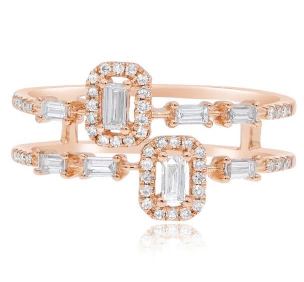 ESTATE WIDE .42CT DIAMOND 14KT ROSE GOLD ROUND & … - image 1