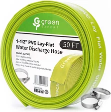 Green Expert 1.5" ID PVC Lay-Flat Discharge Hose Pump Draining Kit Heavy Duty
