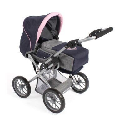 Bayer Chic 2000 Kombi-Puppenwagen Kinderwagen LENI Melange grau-navy TOP