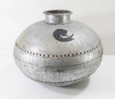 Contemporary Mid-Century Post Modern Hammered Riveted Tin Art Vase Sculpture Lot