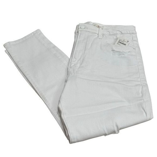 NEW Good American Good Waist Crop White Distressed Jeans Size 15 - Picture 3 of 10