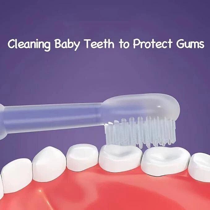 Paquete de 3 cepillos de dientes de silicona para bebês recién nacidos de 0 a 18 - Imagem 3 de 4