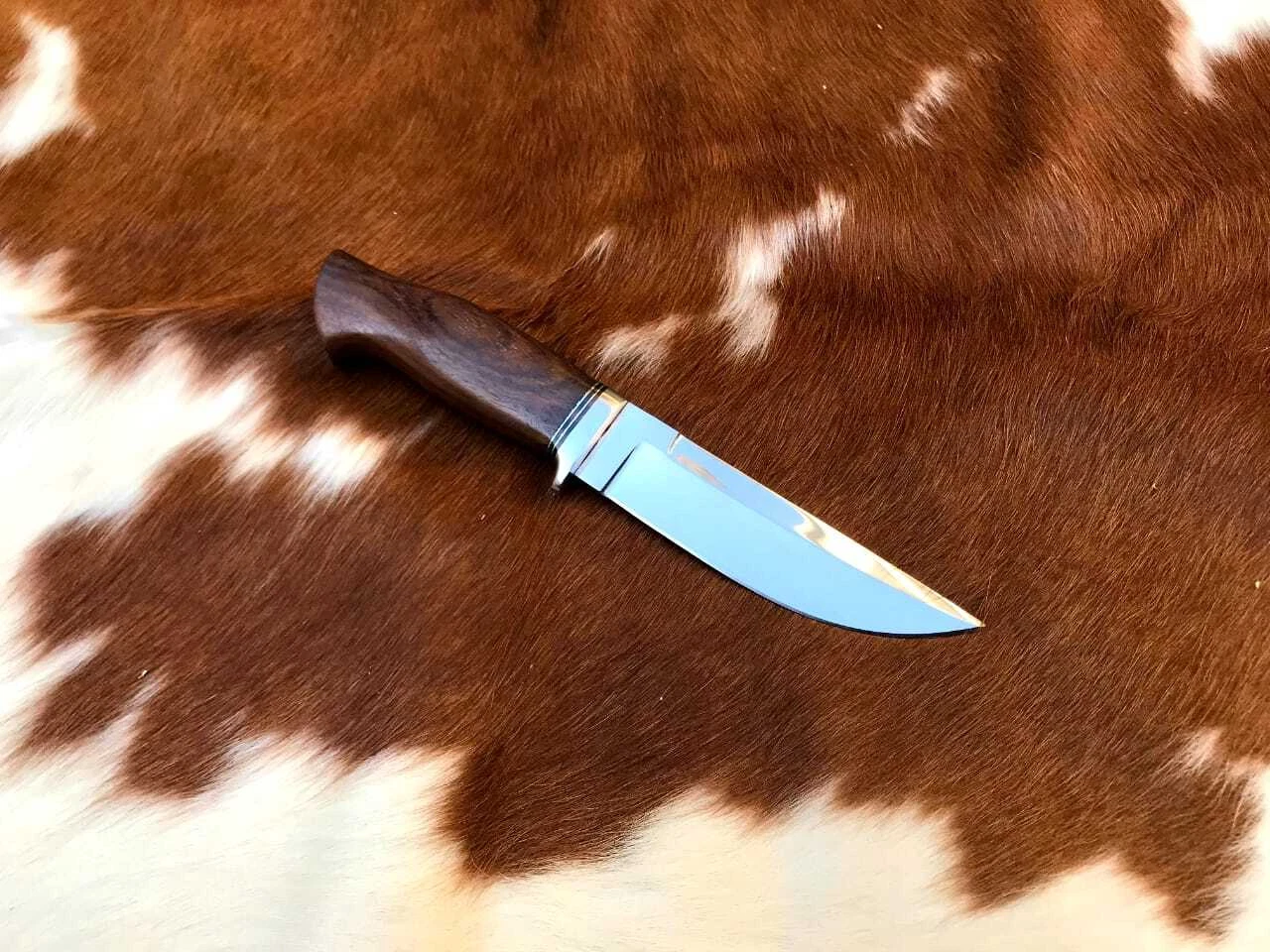 Handmade D2 Skinning Knife with Red Rose Wood Handle SK# 0004