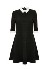 Alice + Olivia Textured Combo Shirt Dress Black White Size 4