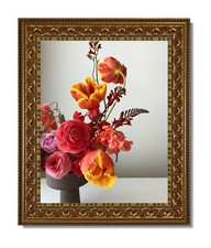 8x10 Vintage Style Ornate Gold Frame, Clear Glass  Backing