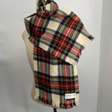 THE SCOTCH HOUSE 100 wool red plaid scarf mens womens unisex