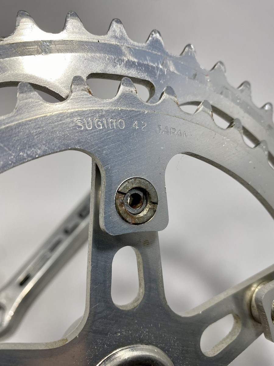 Vintage Sugino Fuji Racing Crankset 170mm Silver Japan Vintage Sugino Fuji Racing Crankset 170mm Silver Japan