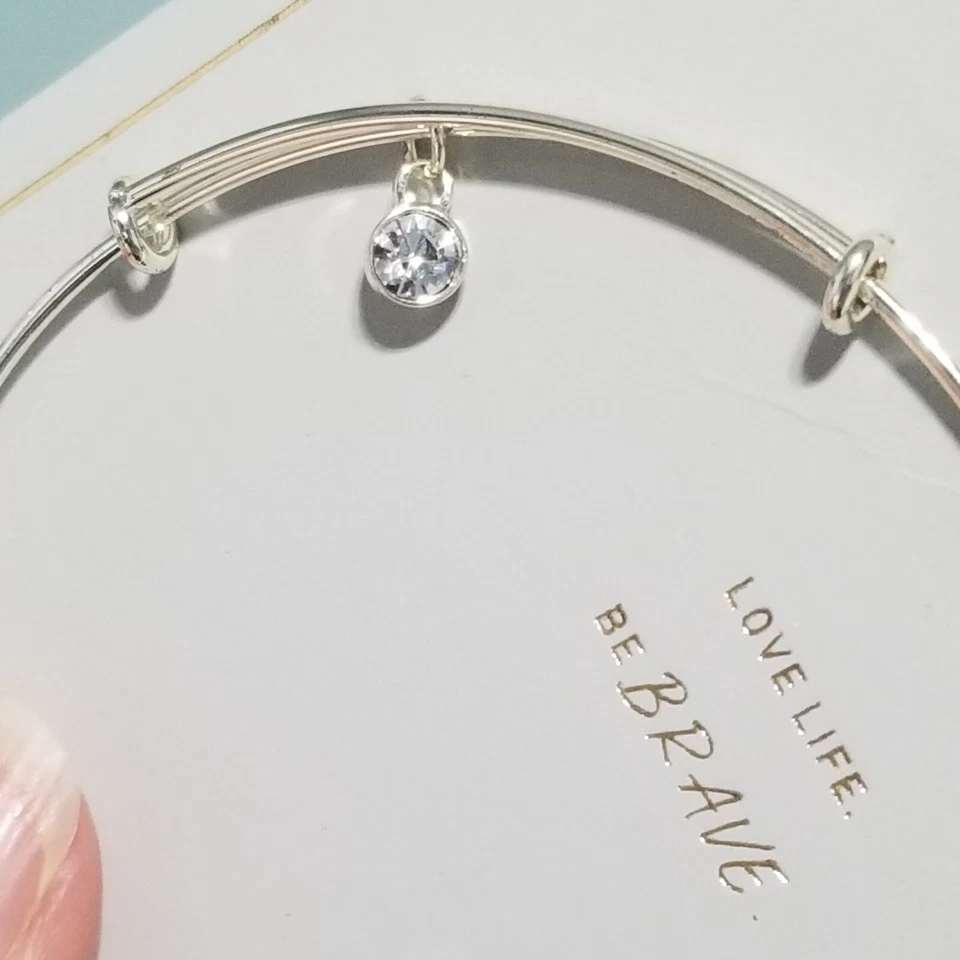 Женский посеребренный тонкий расширяемый смелый браслет с подвеской — серебристый - Изображение 3 из 4