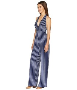 stripe halter wide leg jumpsuit