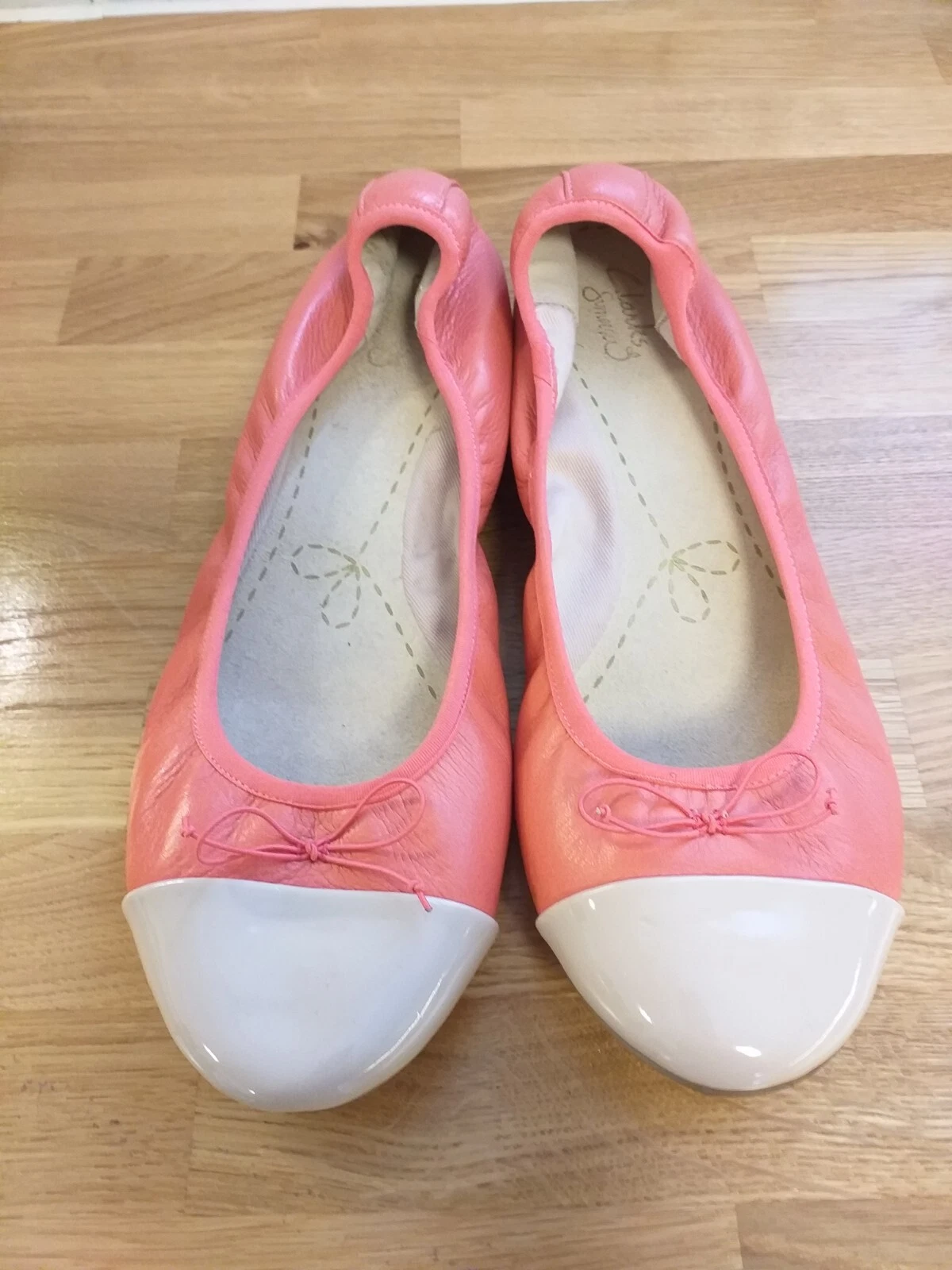 Ballerine Clarks donna 5 D ballerine in pelle rosa décolleté slip on