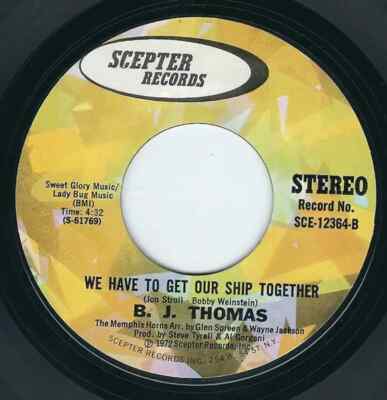 B.J. Thomas Happier Than The Morning Sun Vinyl Single 7inch Scepter Records