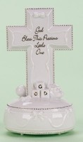God Bless This Little One Religious Porcelain Musical Cross Figurine Statue Play on sale God Bless This Little One Religious Porcelain Musical Cross Figurine Statue Play on sale