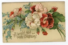 Vintage Postcard Birthday Flower Bouquet Undivided Back Unposted Embossed