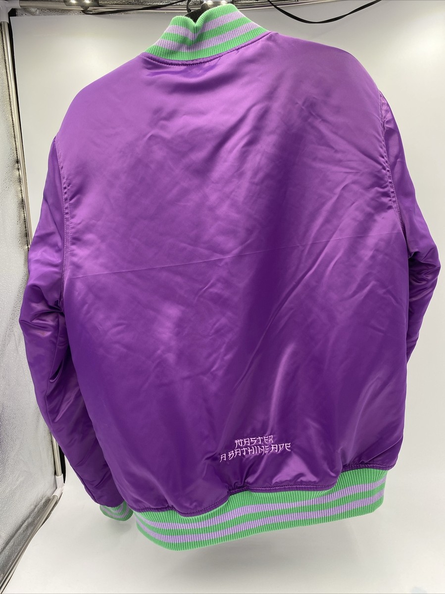 【希少】BAPE SATIN VARSITY JACKET Varsity A Bathing Ape Bape Satin Jacket - Jackets Masters