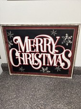 Metal Embossed MERRY CHRISTMAS Sign 23x18