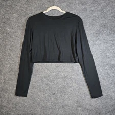 TALA T Shirt Womens XXL Shadow Black Soft Matte Jersey Cropped Long Sleeve