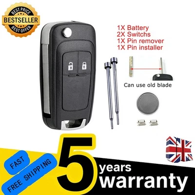 Replacement Car Flip Key Fob Case Shell for Vauxhall Opel Mokka Meriva Karl Viva