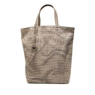 Bottega Veneta Nylon Intrecciolusion Einkaufstasche Pre-Loved Beige