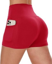 Biker Shorts with Pockets /5"/ Gym / Spandex / Yoga Shorts / Red / All Sizes