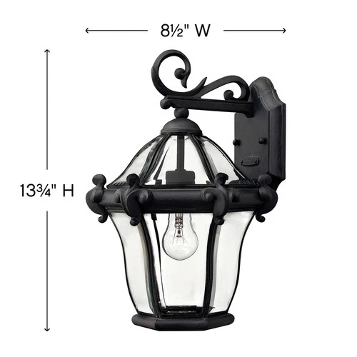 Hinkley Outdoor San Clemente Medium Wall Mount Lantern 13.75" Museum Black - Picture 4 of 5