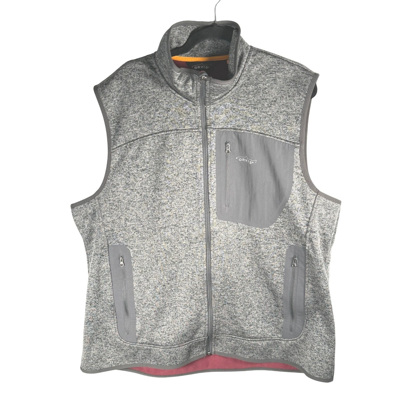 ORVIS Mens Fleece Vest Full Zip Pockets Outdoor Casual Gray XL gorpcore fishing
