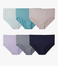 FRUIT OF THE LOOM WOMEN'S PLUS BREATHABLE MICRO- MESH HI- CUT PANTY 6 PACK