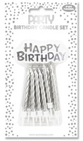 "Clairefontaine Geburtstagskerzen \"Happy Birthday\" Silber 12 Kerzen"