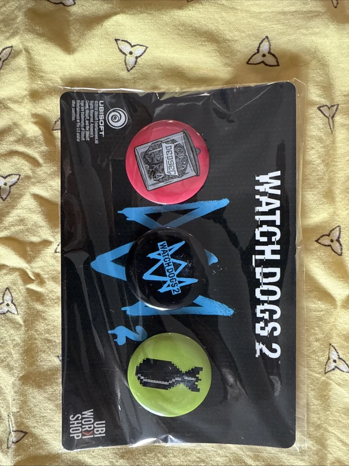New 2016 Limited Edition Watch Dogs 2 3 Pin Set Promo GameStop Exclusive Ubisoft - Image 3 of 4