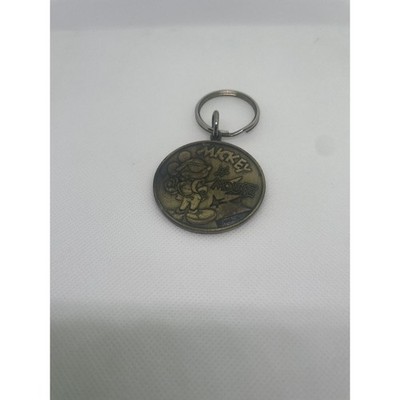 Mickey Mouse Walt Disney Vintage MFG Monogram Inc Movie Star Coin Metal Keychain