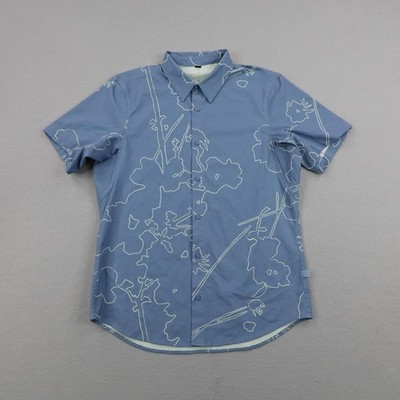 Lululemon Shirt Mens Medium Blue Floral Airing Easy Performance Button Up Flex