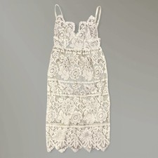 For Love And Lemons Gianna Mini Dress White Lace Scallop Neck & Hem Size XS-READ