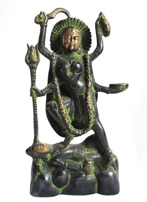 KALI Maa Kali Statue aus Messing Hinduismus H=20,5 cm Kalkutta schwarz black