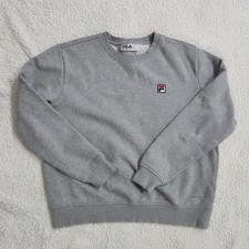 FILA Gray Crewneck Sweatshirt Large Classic Logo Pullover Comfy Womenswear