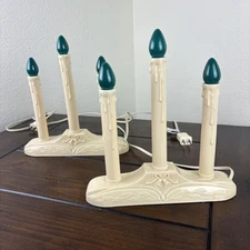 Vintage 3 Light (2X) Electric Plastic Candolier Drip Wax Window Candle Tested *