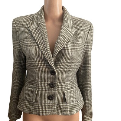 Mable High Fashion Blazer Womens 38 Houndstooth Wool 3 Button