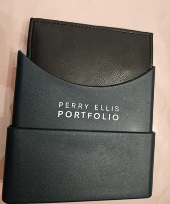 Perry Ellis Portfolio Men s Black Bifold Wallet w/ ID Window, Credit Card Slots