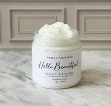 Hello Beautiful Shea Butter Oatmeal Body Cream, Thick Lotion Handmade 4 oz